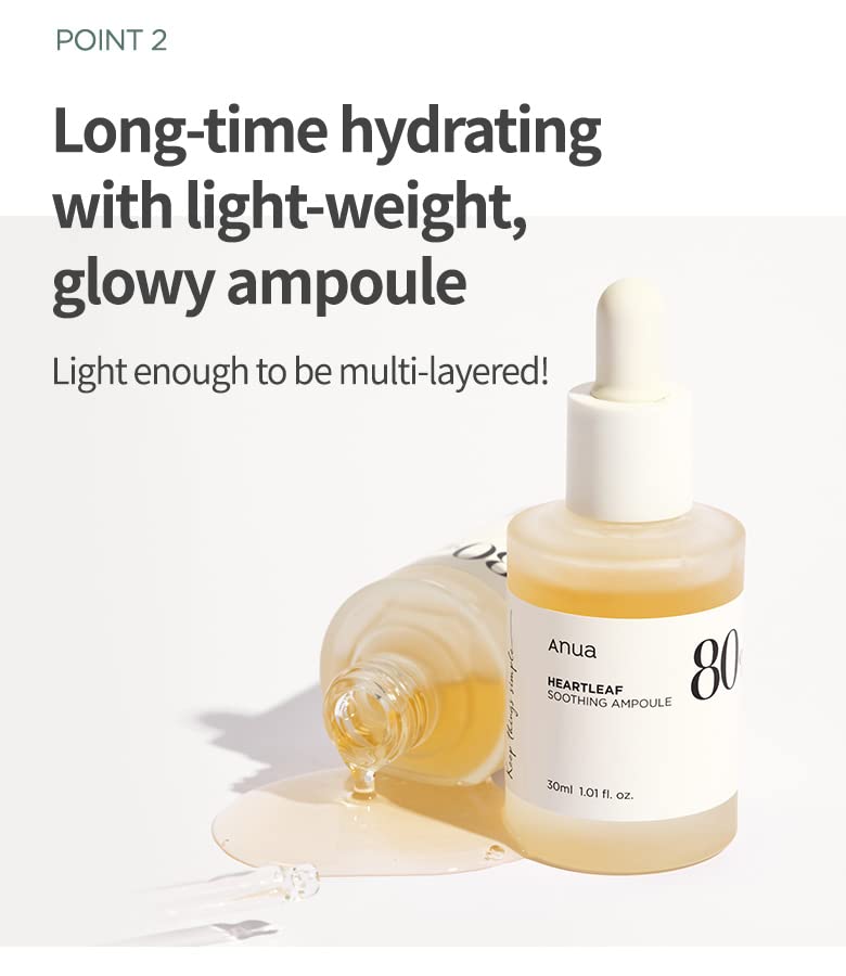 Anua Heartleaf 80 Soothing Ampoule – Hydrating Vegan Serum 30ml