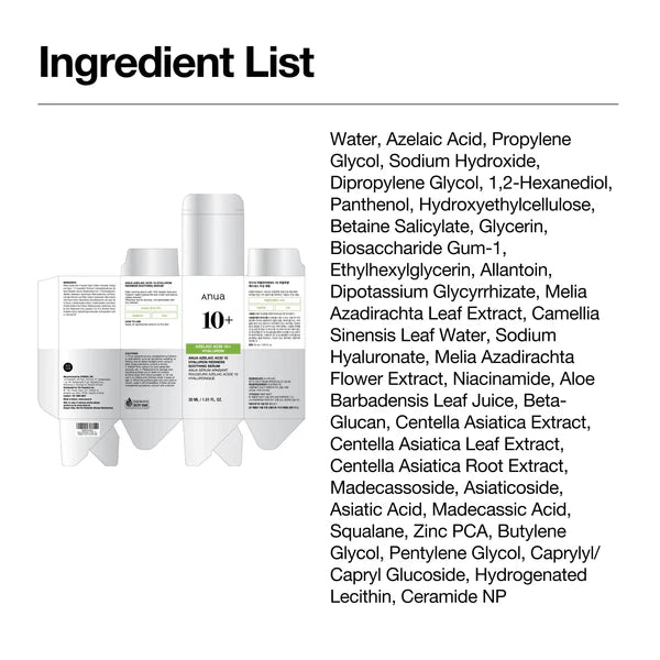 Anua 10+ Azelaic Acid Hyaluron Soothing Serum